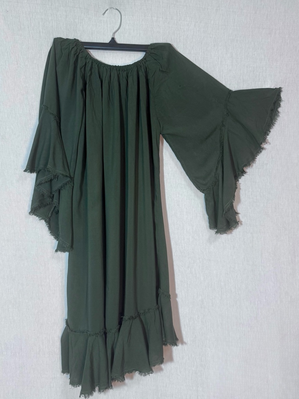 Blue Life XS Off-Shoulder dark Green Ruffle tunic chemise